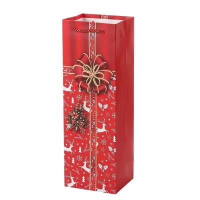 अपने लोगो के साथ मुद्रित अनुकूलित कागज बैग शराब पैकेजिंग के लिए क्रिसमस कागज उपहार बैग