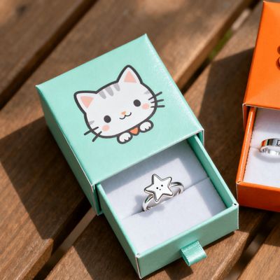 विंटेज लक्जरी कस्टम लोगो रिंग बक्से स्पंज मखमल अस्तर मुहर लगाना लेपित यूवी कोटिंग मुद्रण हैंडलिंग के साथ आइवरी बोर्ड