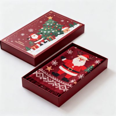 कस्टम लक्जरी क्रिसमस उपहार बक्से पैकेजिंग के लिए मैट कठोर कार्टन स्कार्फ पोशाक अंडरवियर शर्ट पुनर्नवीनीकरण एसेप्टिक सामग्री