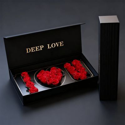 Custom Popular I LOVE U Floral Gift Boxes Eco-Friendly Recycled Materials Magnetic Paper Box Packaging for Rose Flower Gift Box