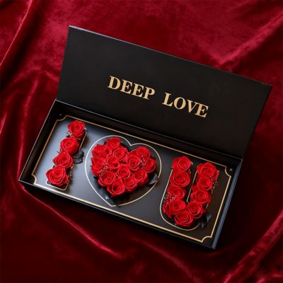 कस्टम लोकप्रिय आई लव यू फ्लोरल गिफ्ट बॉक्स इको फ्रेंडली रीसायकल मैग्नेटिक पेपर बॉक्स पैकेजिंग रोज़ फ्लावर गिफ्ट बॉक्स के लिए