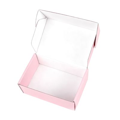 Low MOQ Small Custom Printed pink Recyclable Corrugated Cardboard Cosmetic Packaging Mailer Boxes with Matt Lamination