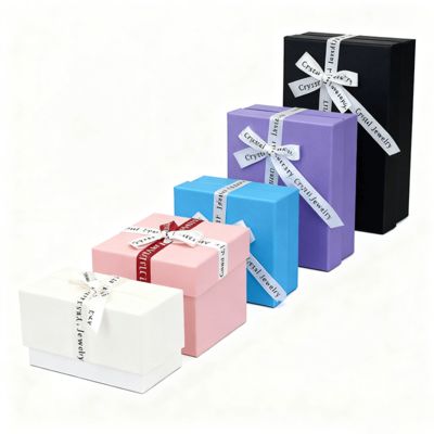 कस्टम ज्वेलरी पैकेजिंग इंग्लिश बो रिबन हेवन अर्थ स्क्वायर बॉक्स इयररिंग्स रिंग्स बॉक्स के लिए एलिगेंट कार्टन कवर