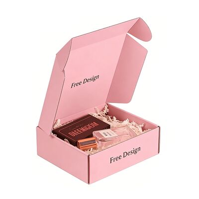थोक कस्टम व्यक्तिगत मुद्रित गुलाबी नालीदार कार्डबोर्ड पैकेजिंग बक्से डाक मेल शिपिंग बॉक्स